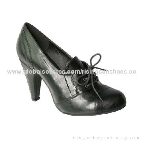 High-heeled Dress Shoes with PU Upper, Oxford Lace-up Style, Trendy Design for LadiesNew